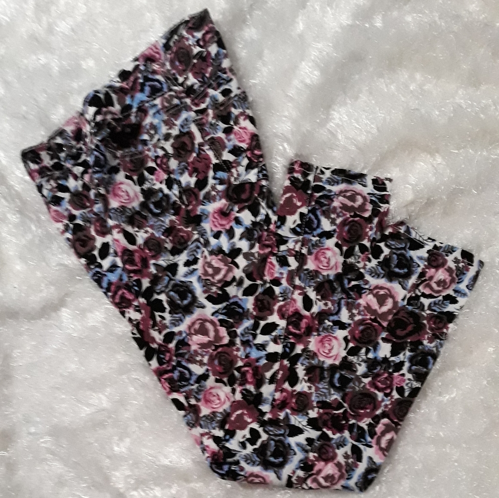 Flower print stretchy pants
